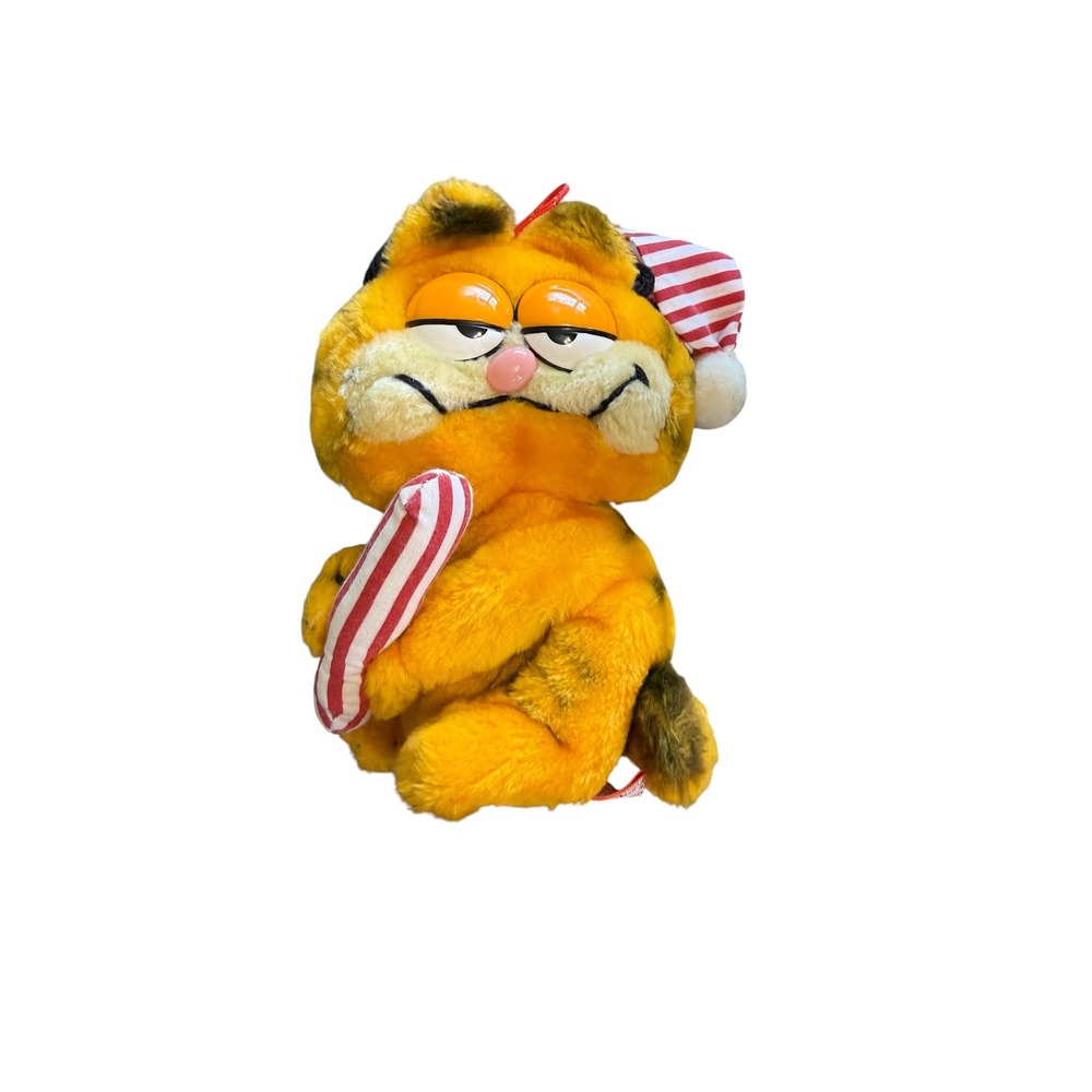 Vintage Garfield Plush Dakin Pajamas Nightcap Striped Pillow 1978 1981